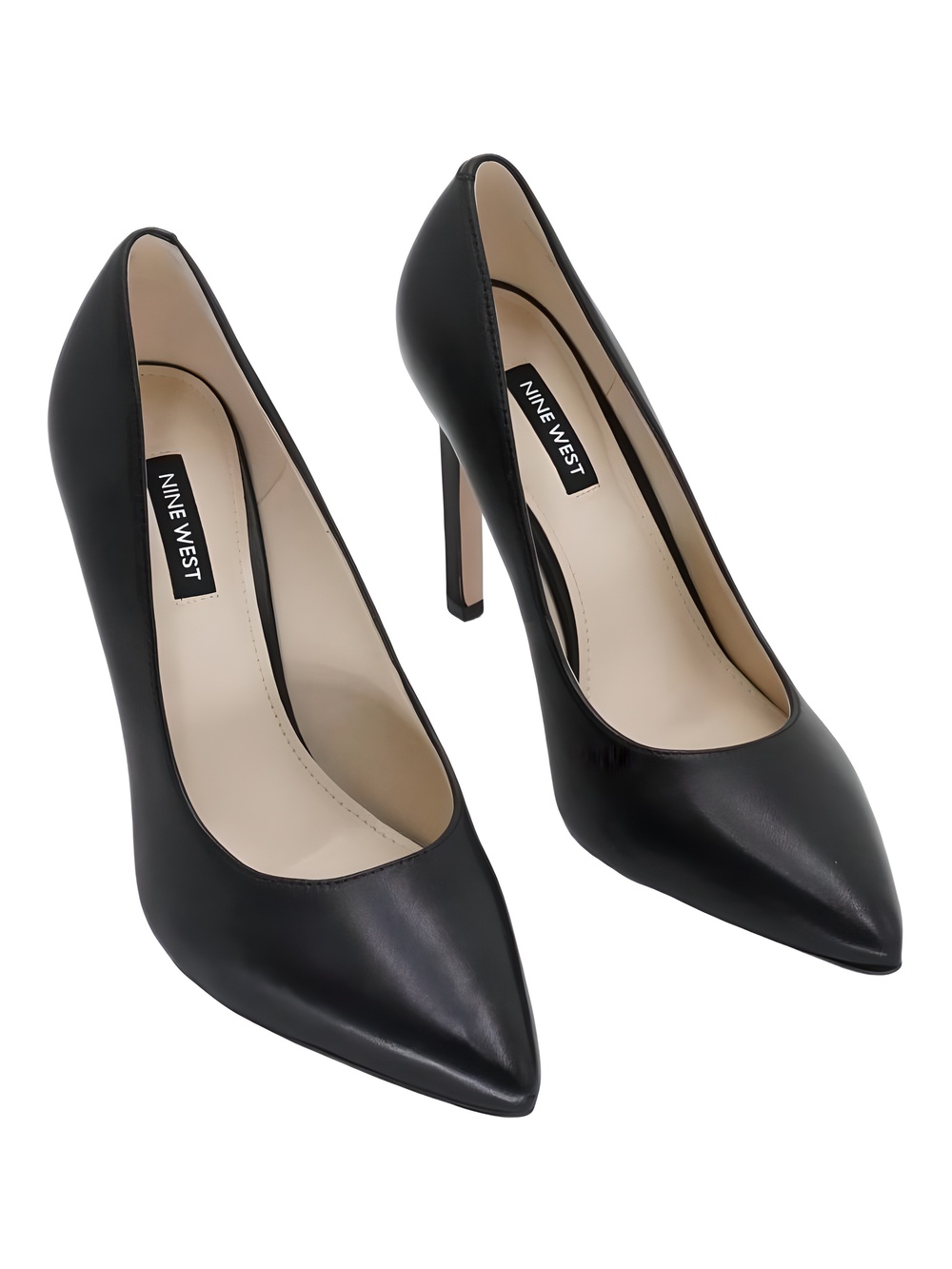 Nine West Tatiana Pointed Toe Black Leather 4" Stiletto Heel Pumps Size 8M